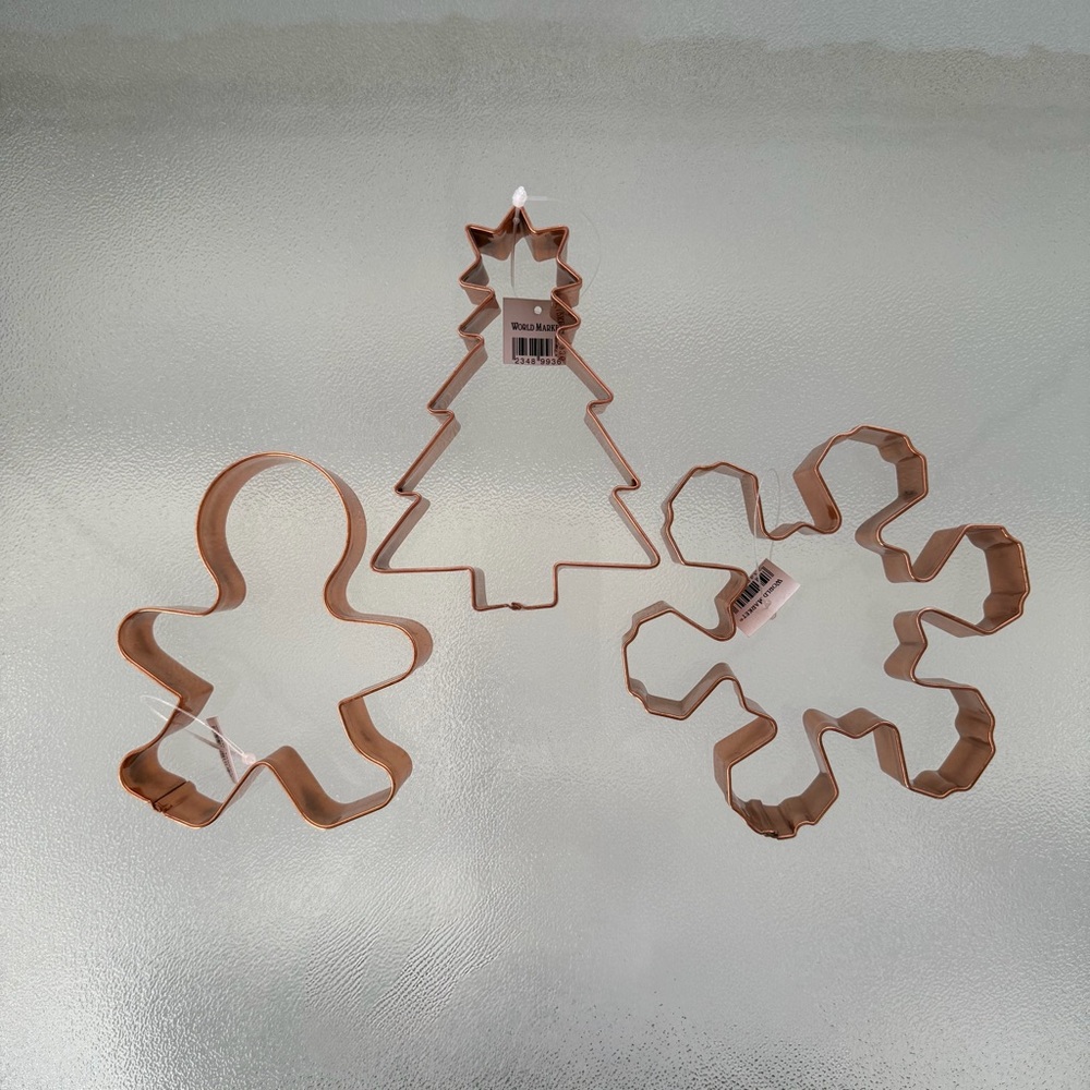 World Market Copper Winter Holiday Cookie Cutters ~ Set of 3 - Picture 5 of 6